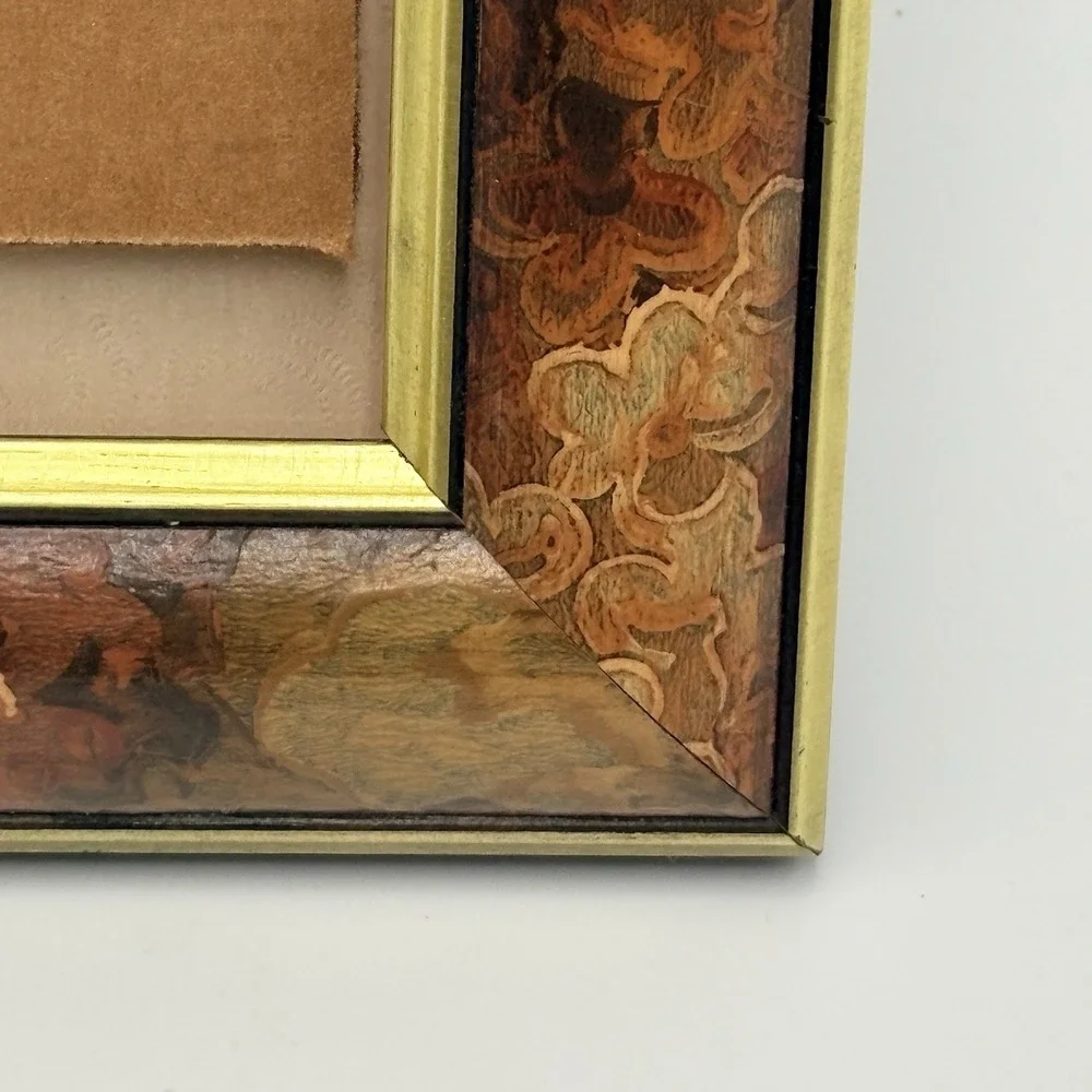 Florentine Style Picture Frame 8x10 Gold Floral Painted 1990s Vintage Wall Hang